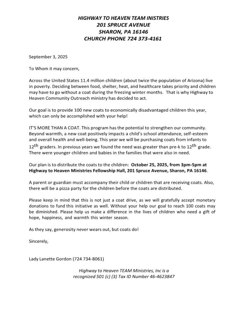 Coat Drive Letter
